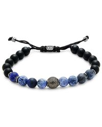 Tateossian Sterling Silver, Onyx & Sodalite Bead Bracelet - Blue