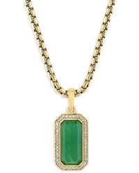 Effy - 14K Goldplated Sterling, Jade & Diamond Pendant Necklace - Lyst