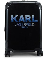 Karl Lagerfeld 20-inch Logo Spinner Suitcase - Blue