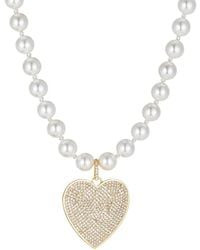Eye Candy LA - The Luxe Collection Miranda Shell Pearl & Cubic Zirconia Heart Pendant Necklace - Lyst