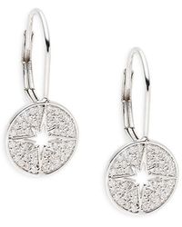 Sydney Evan - 14k White Gold & 0.288 Tcw Diamond Starburst Medallion Drop Earrings - Lyst
