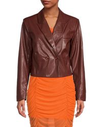 AREA STARS - Cropped Faux Leather Jacket - Lyst