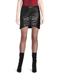 RTA - Lace Up Faux Leather Mini Pencil Skirt - Lyst