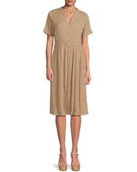 Saks Fifth Avenue - Textured Shirred Trim Shirt Dress - Lyst