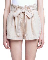 L'Agence Hillary Paperbag Linen Shorts - White