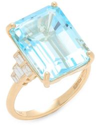 Effy - 14K, 13.8 Tcw Sky Topaz & 0.3 Tcw Diamond Ring - Lyst