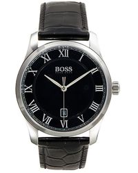 BOSS by HUGO BOSS - 40mm Stainless Steel & Croc Emed Leather Strap Watch - Lyst