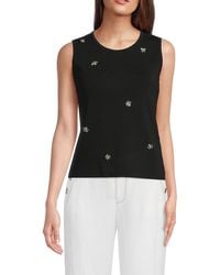 Karl Lagerfeld - Embellished Knit Sleeveless Top - Lyst