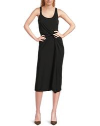 DKNY - Twisted Front Sheath Midi-Dress - Lyst