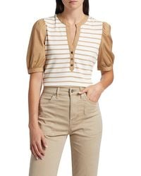 Veronica Beard - Kellie Striped Puff-Sleeve Top - Lyst