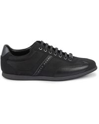 BOSS by HUGO BOSS Perforated Mixed-media Trainers - Black