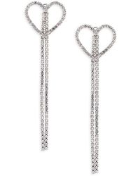 Shashi - 14k Goldplated & Cubic Zirconia Heart Drop Earrings - Lyst