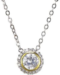 CZ by Kenneth Jay Lane - Look Of Real 14k Two-tone & Cubic Zirconia Pendant Necklace - Lyst