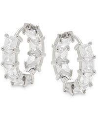 AREA STARS - 14k White Gold Dipped Square-cut Crystal Hoop Earrings - Lyst