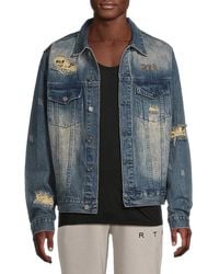 RTA - Distressed Denim Jacket - Lyst