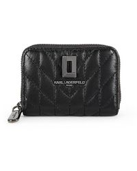 Karl Lagerfeld - Quilted Leather Zip Around Wallet - Lyst