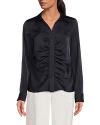 Calvin Klein - Ruched Button Front Blouse - Lyst