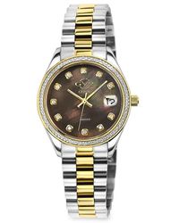 Gv2 - Turin 34mm Two Tone Stainless Steel, Mother Of Pearl & 1.60 Tcw Diamond Bracelet Watch - Lyst