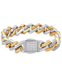 Anthony Jacobs - 18k Yellow Gold, Stainless Steel & Simulated Diamond Bracelet - Lyst