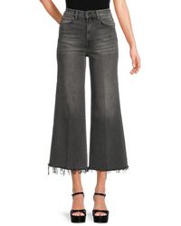 7 For All Mankind - Mid Rise Wide Leg Cropped Jeans - Lyst
