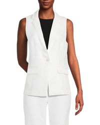 ecru - Solid Single Breasted Vest - Lyst