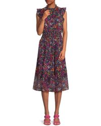 Saks Fifth Avenue - Floral Flutter Sleeve Midi Dress - Lyst