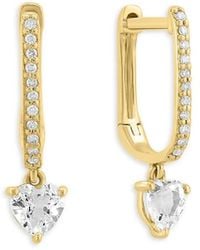 Saks Fifth Avenue - 14K, Topaz & 0.06 Tcw Diamond Drop Earrings - Lyst