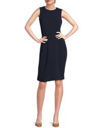 Calvin Klein - Solid Round Neck Sheath Dress - Lyst