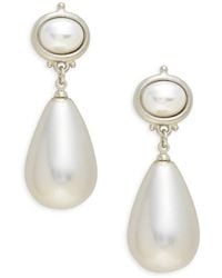 Kenneth Jay Lane - Rhodium Plated Drop Earrings - Lyst