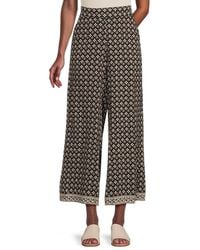 Max Studio - Printed Wide-Leg Cropped Pants - Lyst