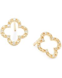 New 14K Diamond Cut Four Leaf Clover Dangle Earrings USA Yellow Gold Drop 
