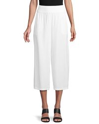 Saks Fifth Avenue Wide-leg Smocked Culottes - White