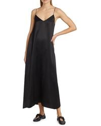 ATM - Silk Charmeuse V-Neck Maxi Dress - Lyst