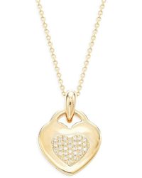 Saks Fifth Avenue - 14k Yellow Gold & 0.06 Tcw Diamond Heart Shaped Pendant Necklace - Lyst