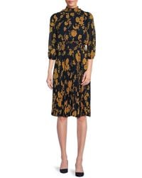 Nanette Lepore - Pleated Floral Knee Fit & Flare Dress - Lyst
