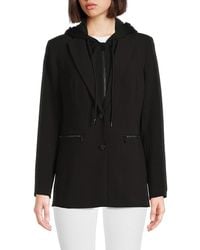 Karl Lagerfeld - Hooded Mix Media Blazer - Lyst