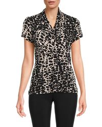 DKNY - Abstract Print Surplice Wrap Top - Lyst