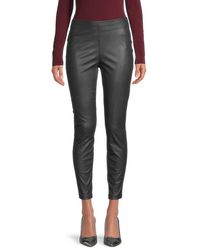 Max Studio Cropped Faux Leather Leggings - Green