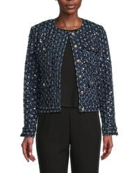 Karl Lagerfeld - Sequin-Embellished Textured Tweed Jacket - Lyst