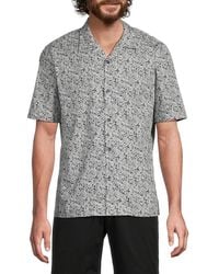 Theory - Grid Leaf Print Cotton Button-Down Shirt - Lyst