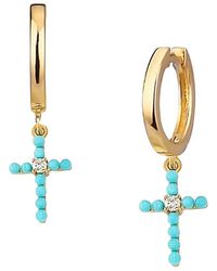 Gabi Rielle - Love In Bloom 14k Gold Vermeil Sterling Silver, Turquoise & Crystal Cross Drop Earrings - Lyst