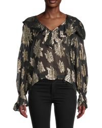 IRO 'parwene' Top With Puff Sleeves in Black - Lyst