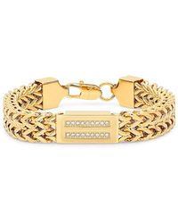 Anthony Jacobs - 18K Plated Stainless Steel & Simulated Diamond Bracelet - Lyst