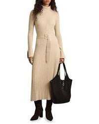 Reiss - Vinette Rib-Knit Belted Midi-Dress - Lyst