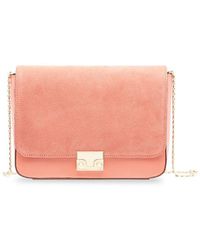 Loeffler Randall Lock Shoulder Suede & Leather Crossbody Bag - Pink
