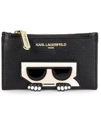 Karl Lagerfeld - Faux Leather Logo Appliqué Bi-fold Wallet - Lyst