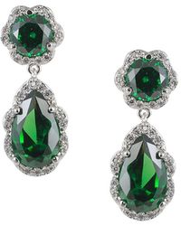CZ by Kenneth Jay Lane Look Of Real Rhodium-plated & Cubic Zirconia Drop Earrings - Green