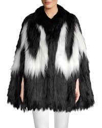 House of Fluff Convertible Cape Faux Fur Jacket - Black