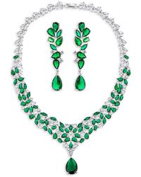 Eye Candy LA - Sally 2-Piece Rhodium Plated, Cubic Zirconia Necklace & Earrings - Lyst