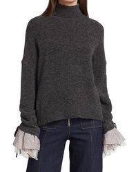Cinq Ã Sept Wool Alani Embellished Turtleneck Sweater in Blue | Lyst Canada